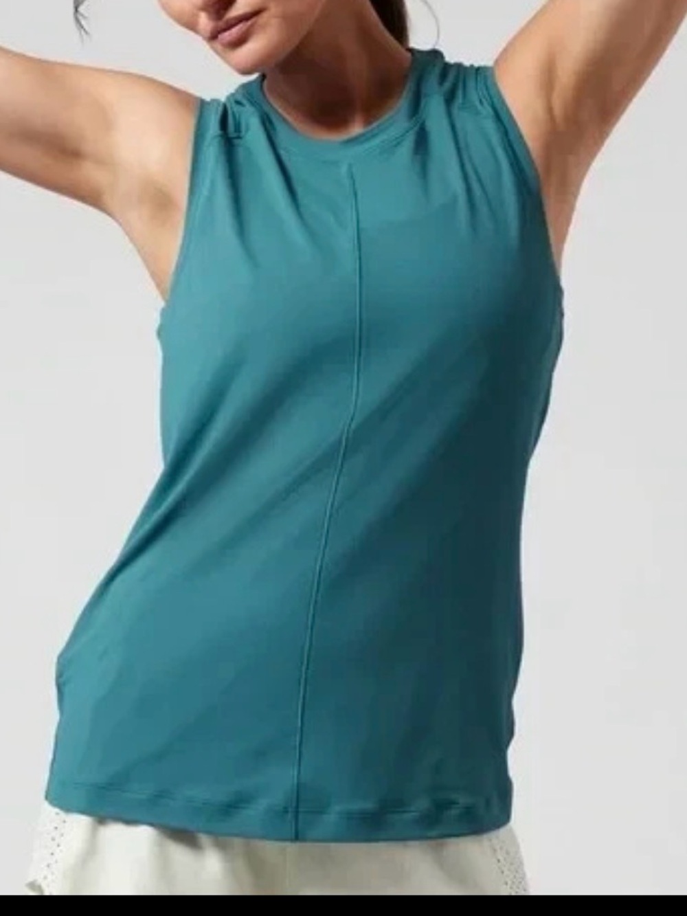 ATHLETA Athletic Tank Top Size S Sunchaser UPF Borealis Green  Zip Pocket
